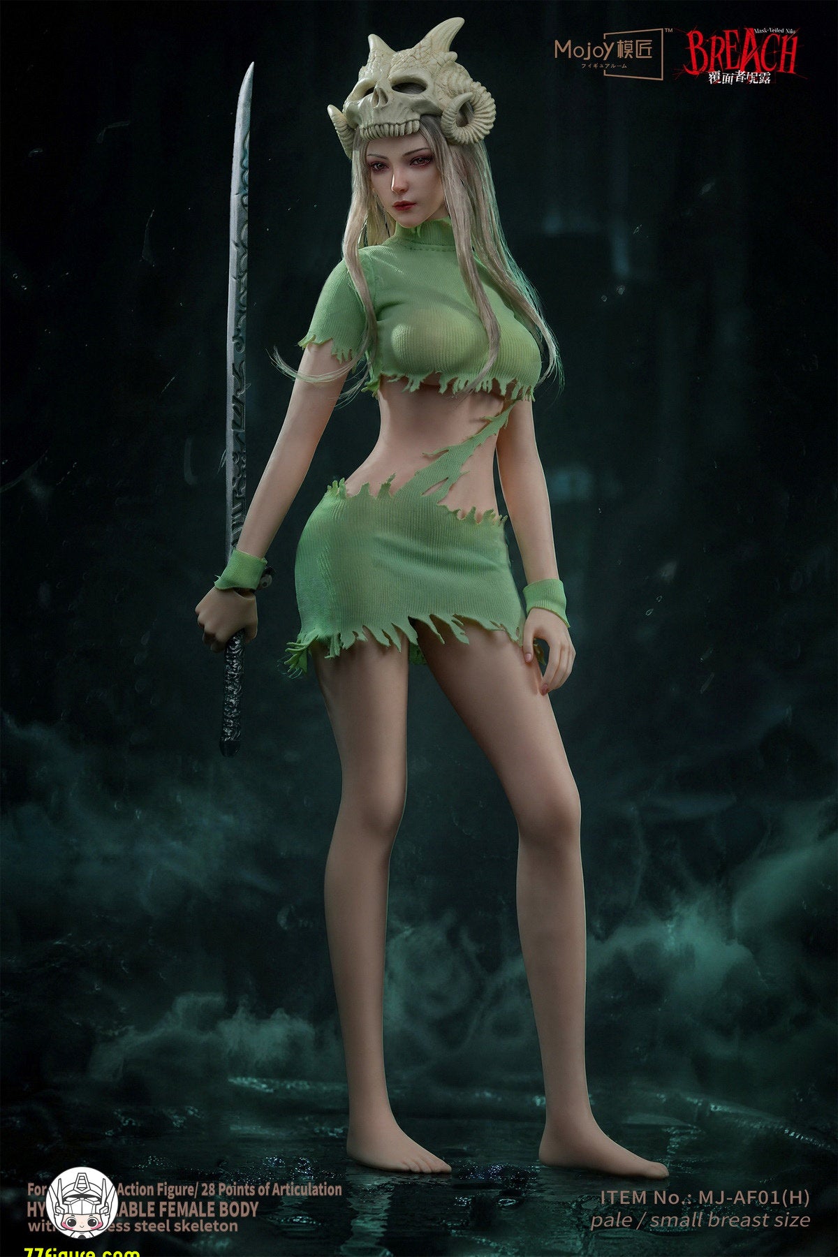 【予約商品】Mojoy 1/6 MJ-AF01H スレンダーガールボディ ヘッドスカルプ付き グリーンVer. 塗装済み可動フィギュア
