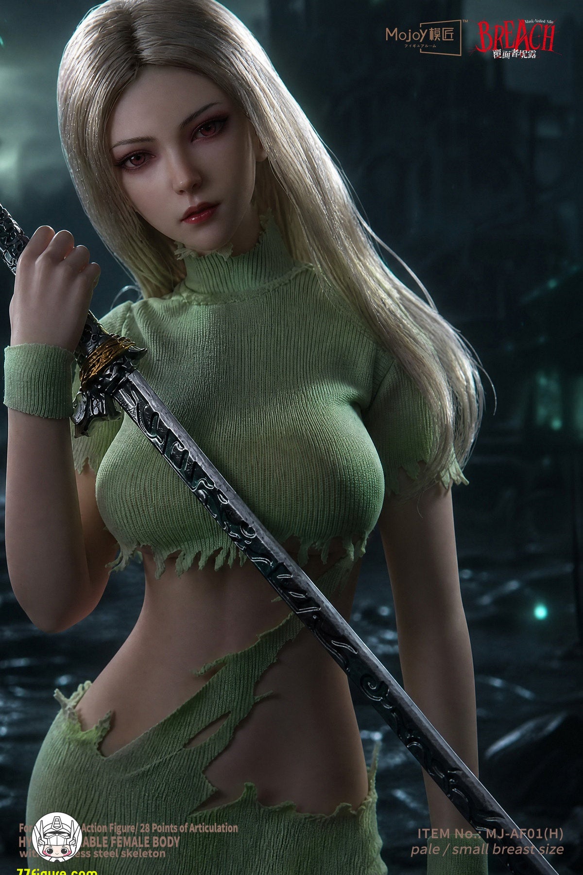 【予約商品】Mojoy 1/6 MJ-AF01H スレンダーガールボディ ヘッドスカルプ付き グリーンVer. 塗装済み可動フィギュア