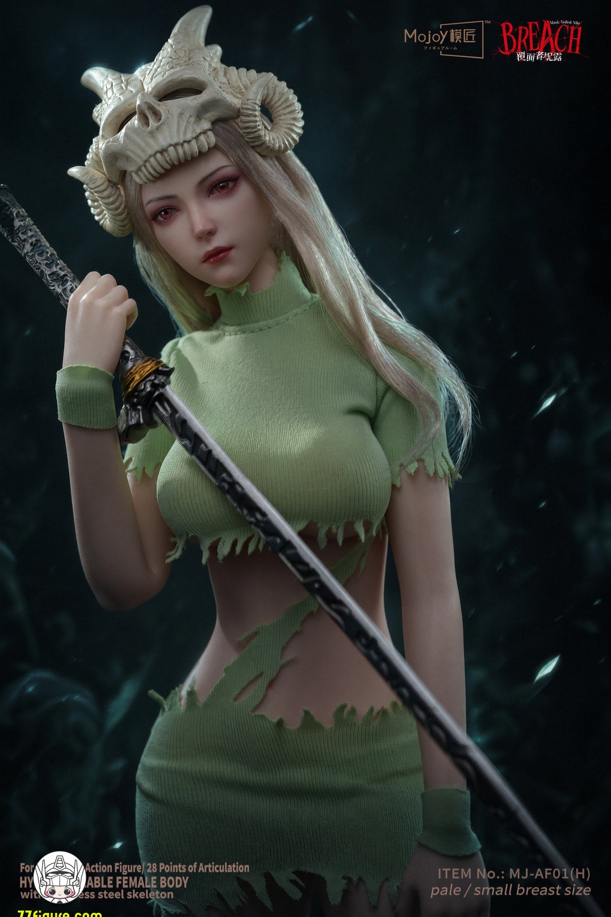 【予約商品】Mojoy 1/6 MJ-AF01H スレンダーガールボディ ヘッドスカルプ付き グリーンVer. 塗装済み可動フィギュア
