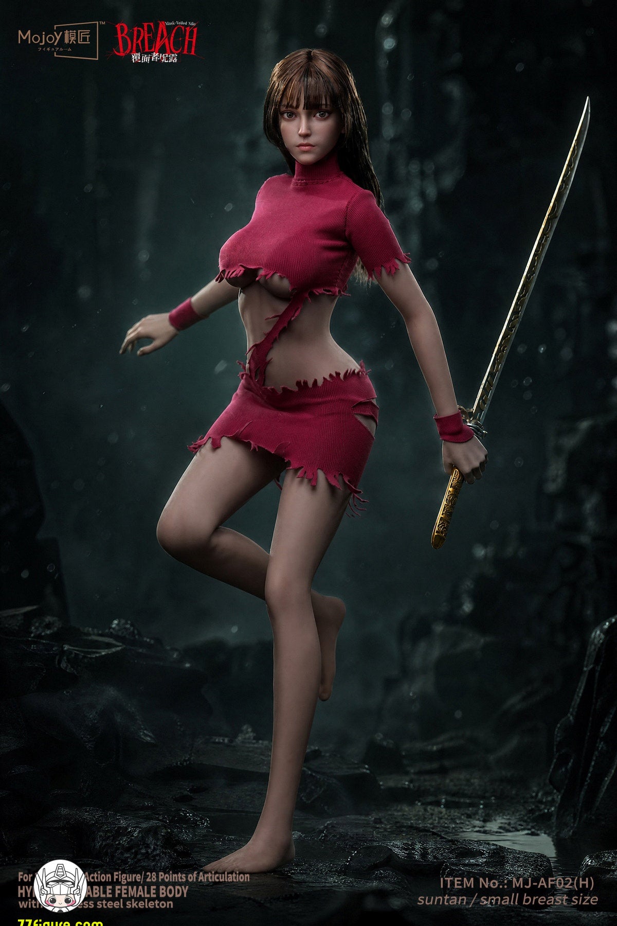 【予約商品】Mojoy 1/6 MJ-AF02H スレンダーガールボディ ヘッドスカルプ付き レッドVer. 塗装済み可動フィギュア