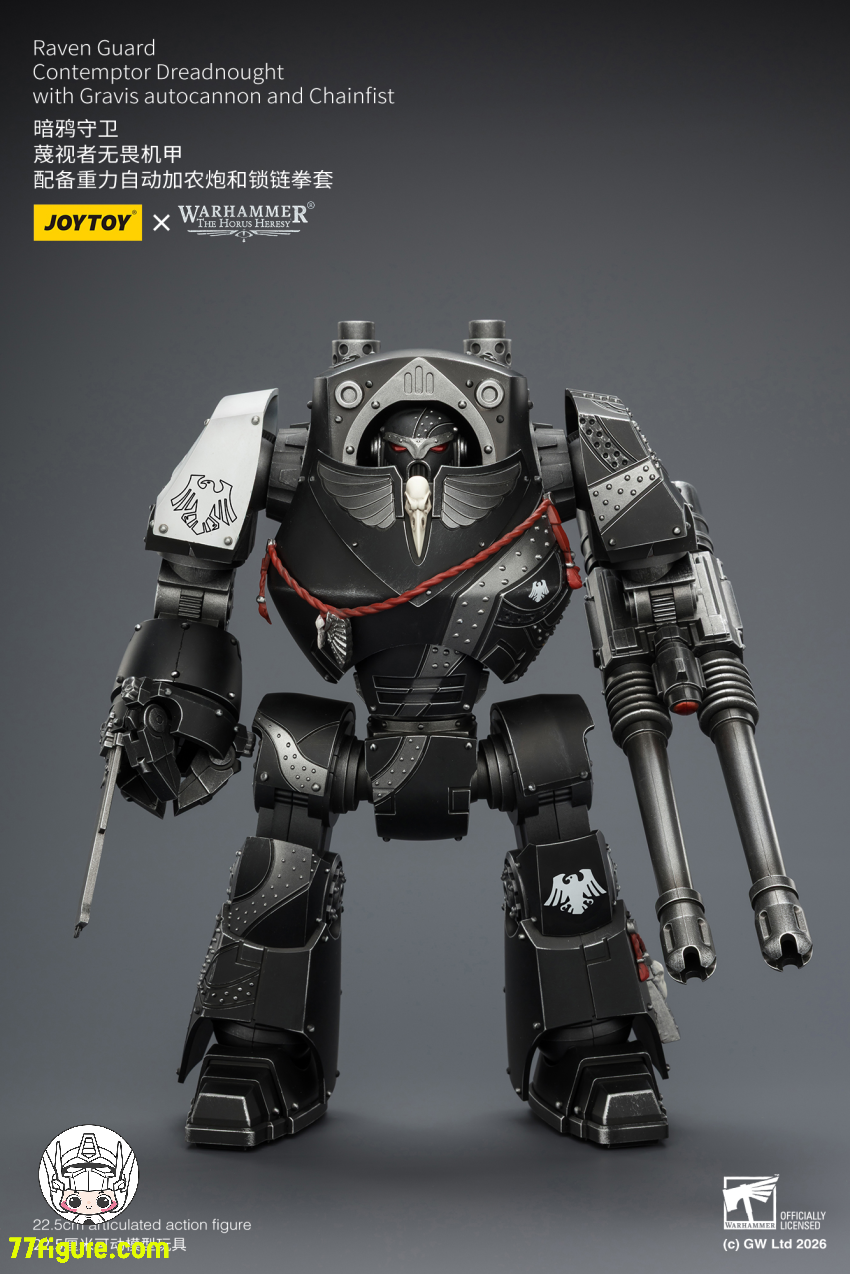【予約受付終了】ジョイトイ JoyToy Source 1/18『ウォーハンマー ホルスの異端』レイヴンガード コンテンプター ドレッドノート グラヴィス オートキャノンとチェーンフィスト付き 塗装済み可動フィギュア