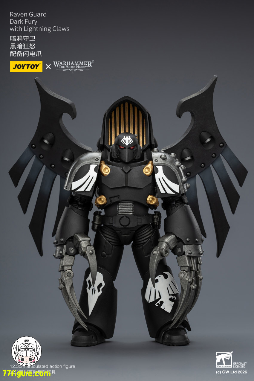 【品切れ】ジョイトイ JoyToy Source 1/18『ウォーハンマー ホルスの異端』レイヴンガード ダークフューリー ライトニングクロー付き 塗装済み可動フィギュア