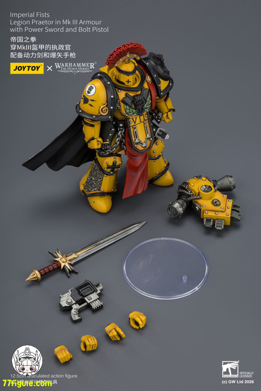 ジョイトイ JoyToy Source 1/18『ウォーハンマー ホルスの異端』インペリアル・フィスト レギオン・プラエトール Mk IIIアーマー パワーソード＆ボルトピストル 塗装済み可動フィギュア