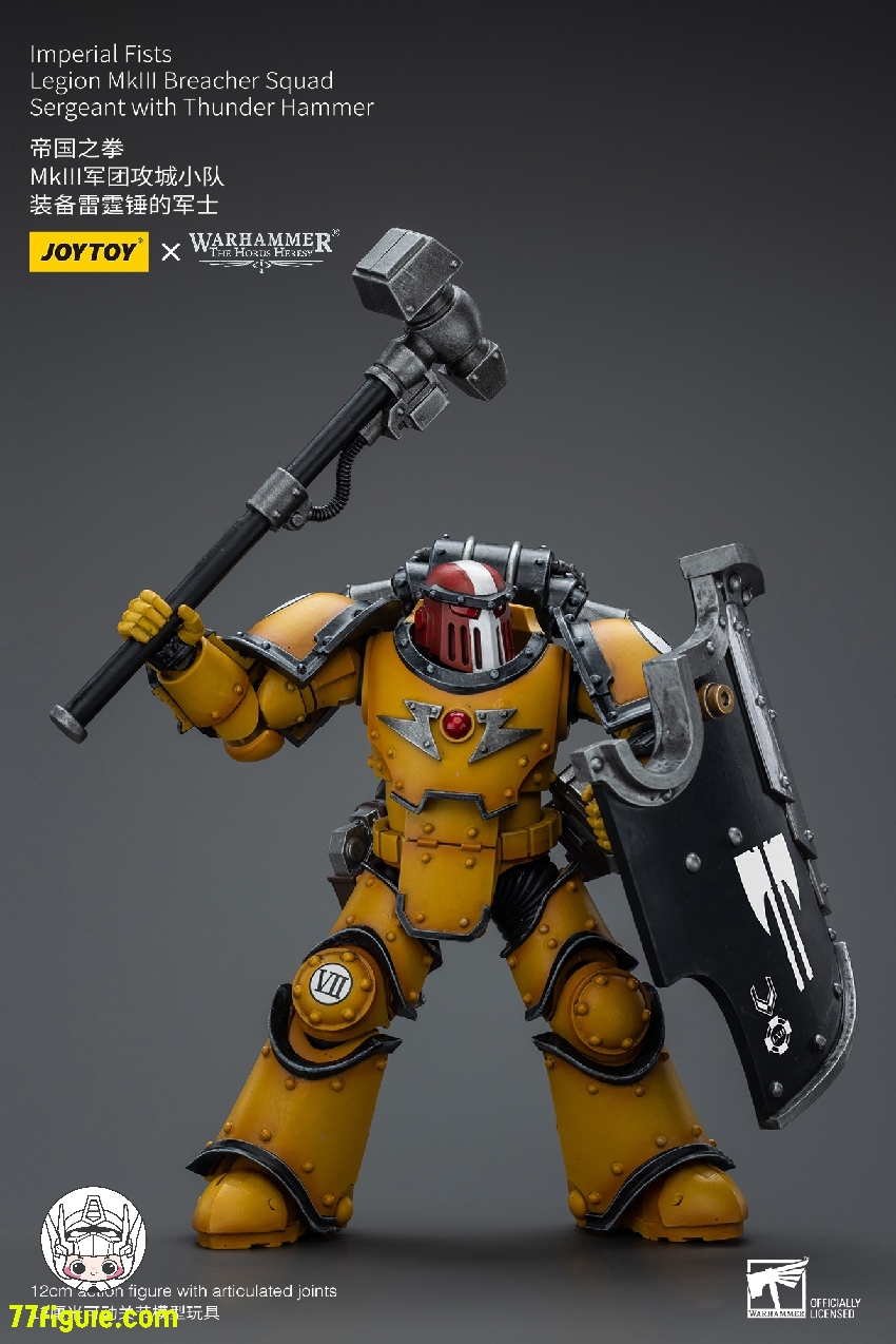 【品切れ】ジョイトイ JoyToy Source 1/18 『ウォーハンマー40K』インペリアル フィスト レギオン MkIII ブリーチャー分隊軍曹 サンダーハンマー付き 塗装済み可動フィギュア