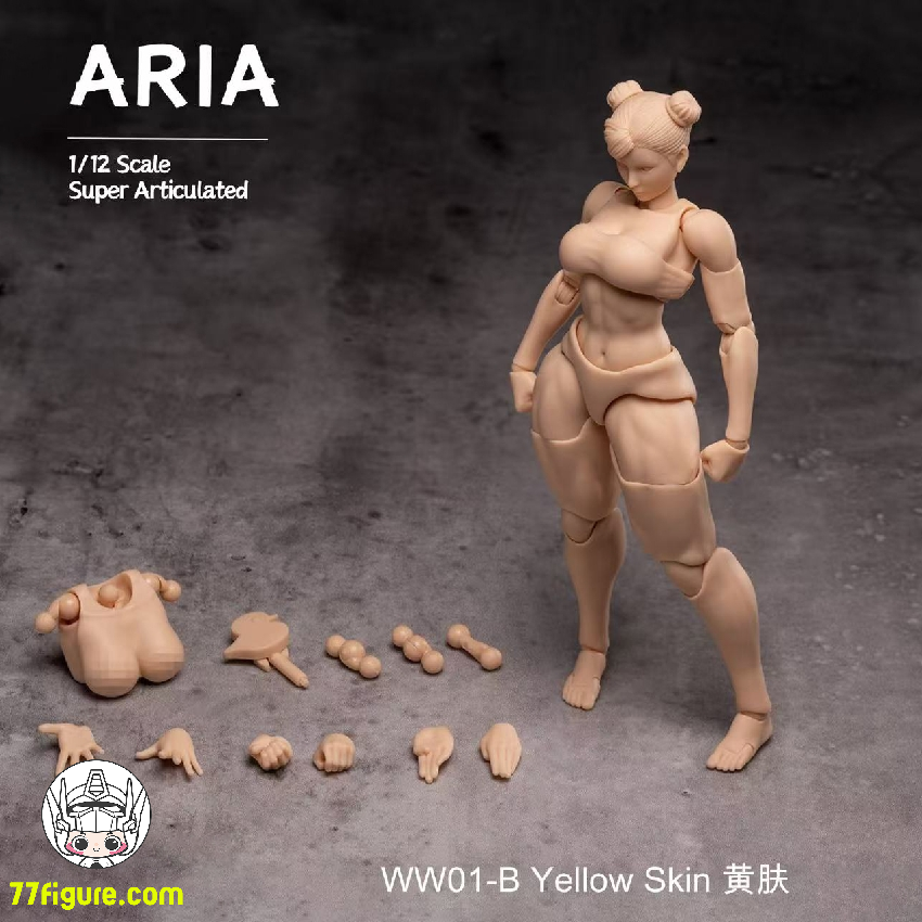 【予約商品】Whale Works 1/12 WW01-B 筋肉質女性 アリア 自然肌Ver. 超可動素体