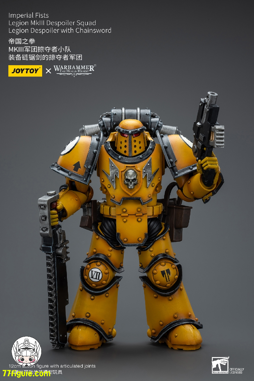 【品切れ】ジョイトイ JoyToy Source 1/18 『ウォーハンマー40K：ホルスの大逆』インペリアルフィスト MkIII軍団デスポイラー分隊 チェーンソード付き軍団デスポイラー 塗装済み可動フィギュア