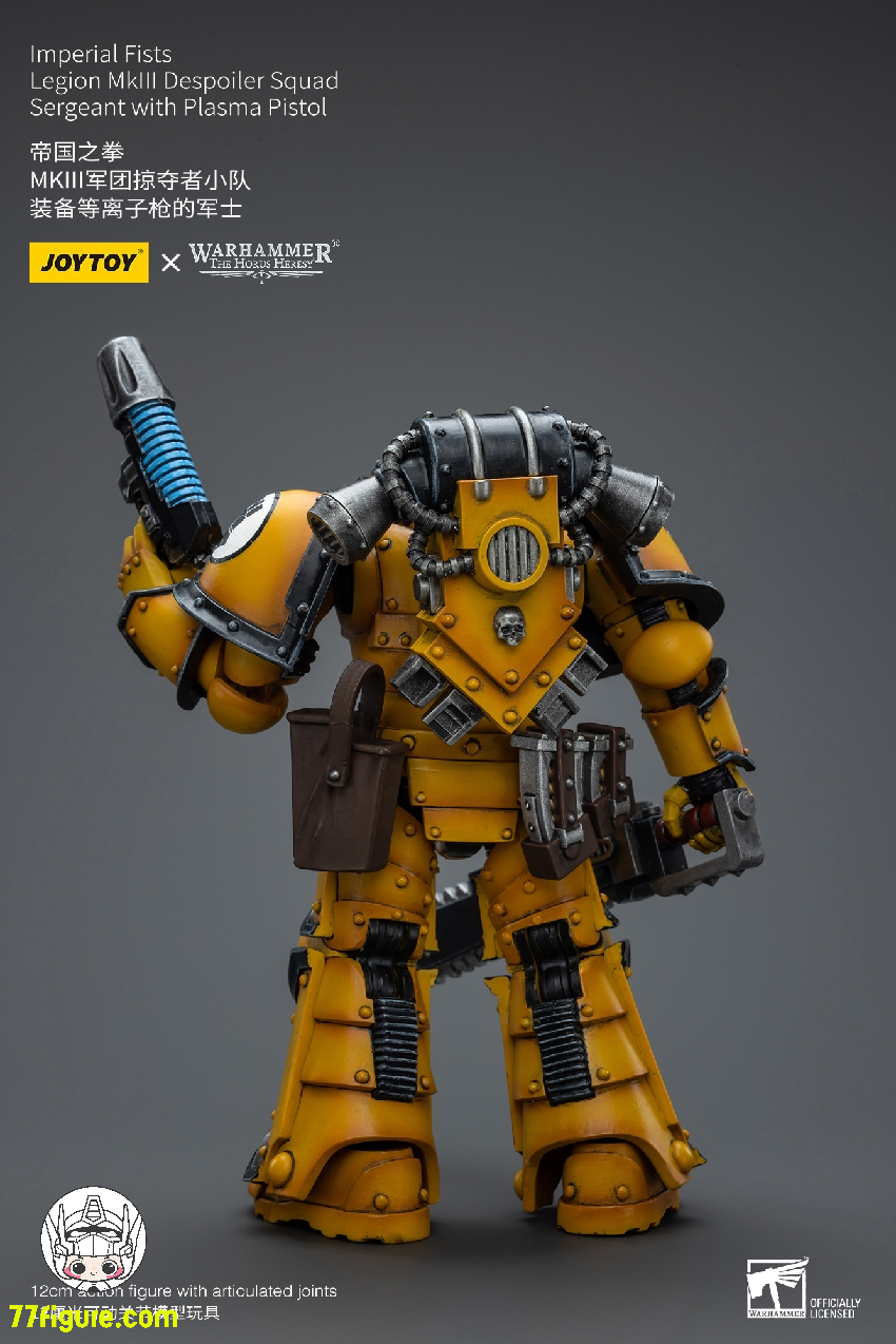 【品切れ】ジョイトイ JoyToy Source 1/18 『ウォーハンマー40K：ホルスの大逆』インペリアルフィスト MkIII軍団デスポイラー分隊 プラズマピストル付きサージェント 塗装済み可動フィギュア