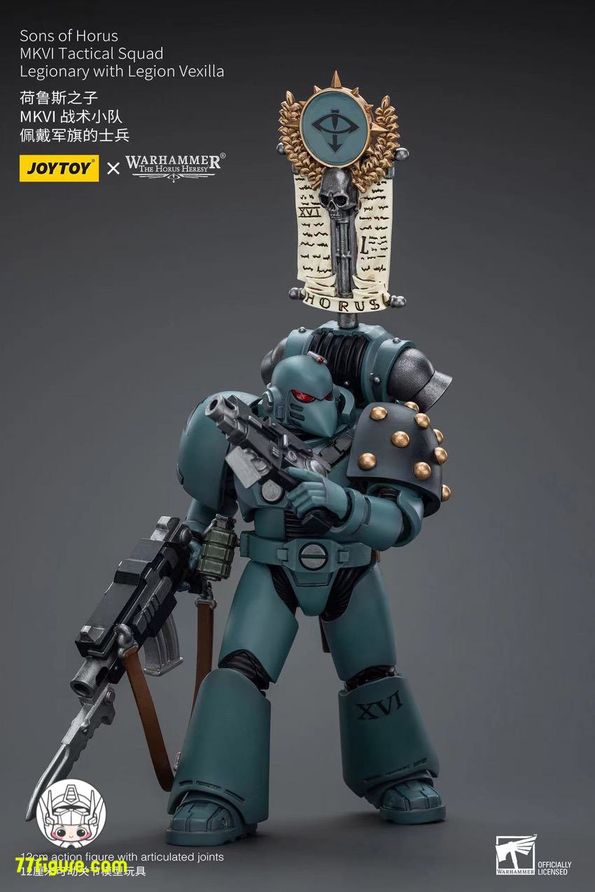 【品切れ】ジョイトイ JoyToy Source 1/18 『ウォーハンマー ホルスの異端』ホルスの息子たち MKVI 戦術分隊軍団兵 レギオンベクシラ付き 塗装済み可動フィギュア