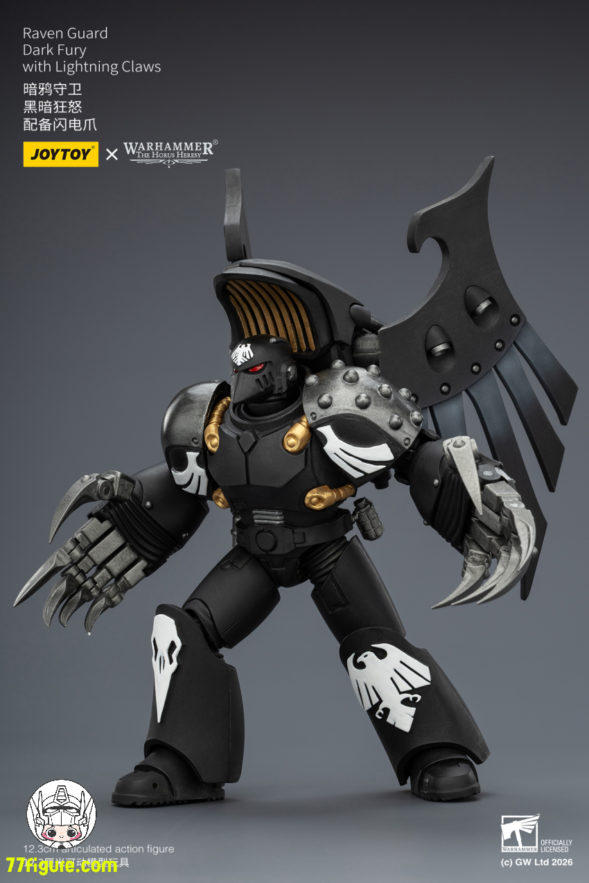 【品切れ】ジョイトイ JoyToy Source 1/18『ウォーハンマー ホルスの異端』レイヴンガード ダークフューリー ライトニングクロー付き 塗装済み可動フィギュア