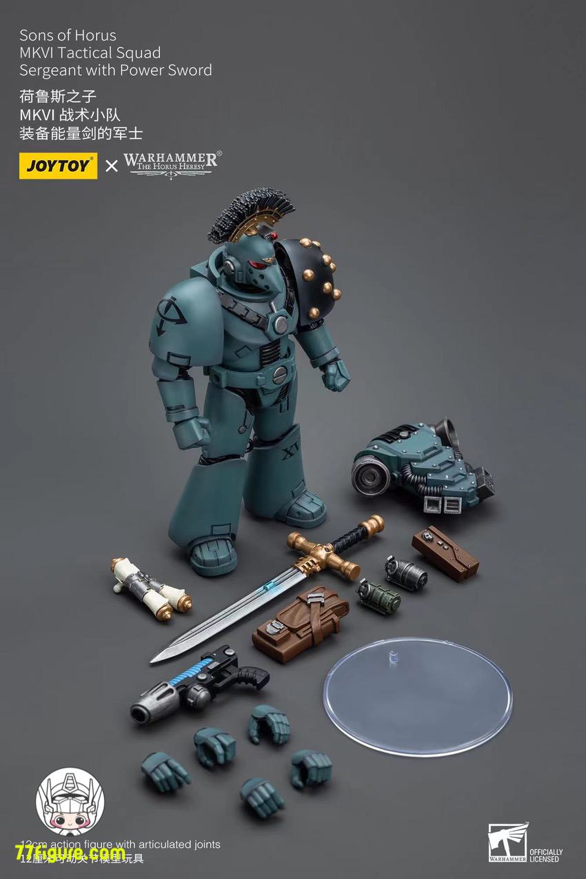 【品切れ】ジョイトイ JoyToy Source 1/18 『ウォーハンマー ホルスの異端』ホルスの息子たち MKVI 戦術分隊軍曹 パワーソード付き 塗装済み可動フィギュア