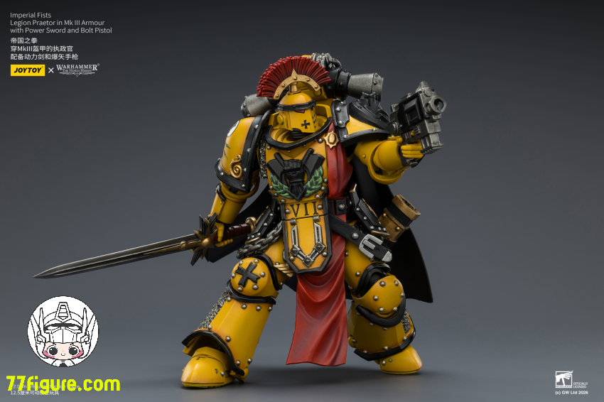 ジョイトイ JoyToy Source 1/18『ウォーハンマー ホルスの異端』インペリアル・フィスト レギオン・プラエトール Mk IIIアーマー パワーソード＆ボルトピストル 塗装済み可動フィギュア