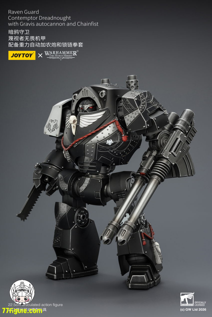 【予約受付終了】ジョイトイ JoyToy Source 1/18『ウォーハンマー ホルスの異端』レイヴンガード コンテンプター ドレッドノート グラヴィス オートキャノンとチェーンフィスト付き 塗装済み可動フィギュア