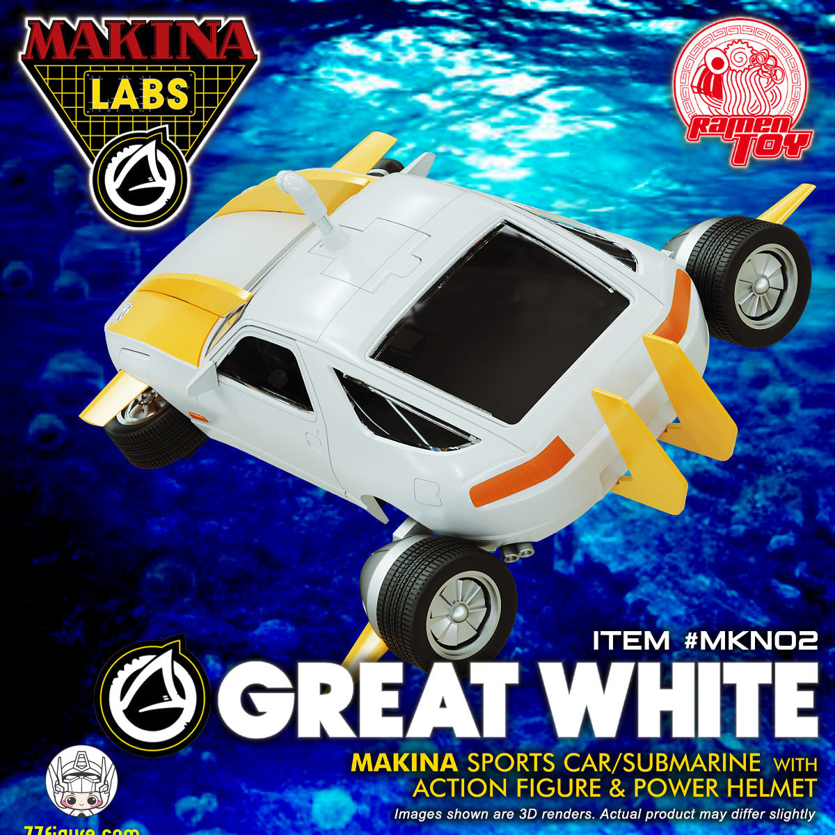 【予約商品】Ramen Toy MKN02 Makina Labs グレートホワイト スポーツカー／潜水艦 塗装済み可動フィギュア