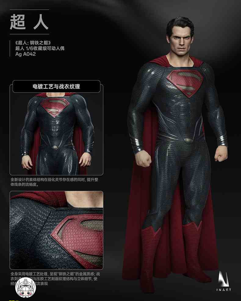 【予約商品】INART 1/6 AgA042 スーパーマン：マン・オブ・スティール スーパーマン ダブルヘッドスカルプトVer. 塗装済み可動フィギュア
