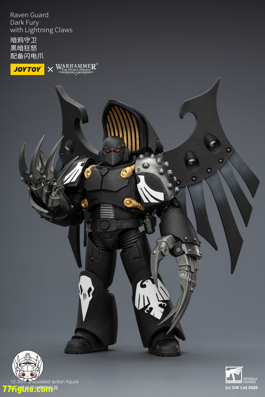 【品切れ】ジョイトイ JoyToy Source 1/18『ウォーハンマー ホルスの異端』レイヴンガード ダークフューリー ライトニングクロー付き 塗装済み可動フィギュア