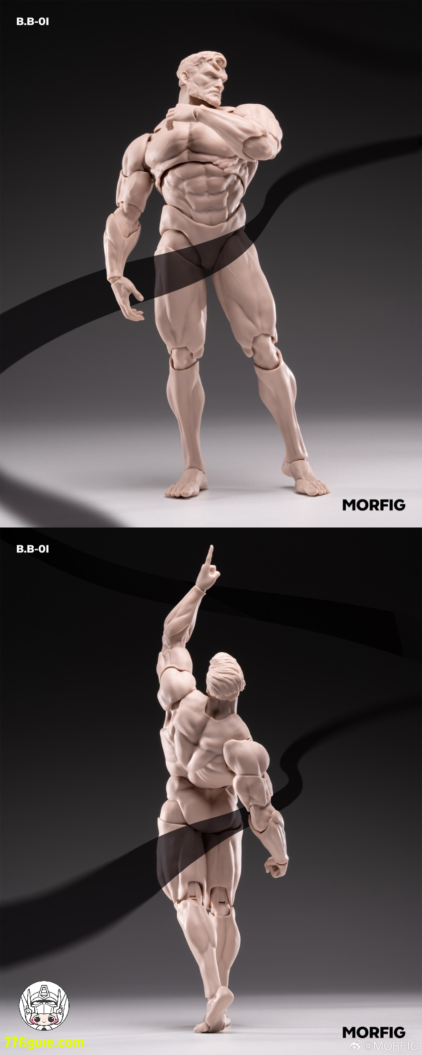【先行販売】Morfig 1/12 男性ボディ素体Beta型：戦士 ホワイトスキンVer. 塗装済み可動フィギュア