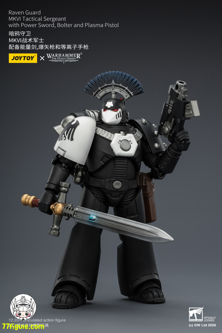 【予約商品】ジョイトイ JoyToy Source 1/18『ウォーハンマー ホルスの異端』レイヴンガード MKVI タクティカル サージェント パワーソード ボルター プラズマピストル付き 塗装済み可動フィギュア