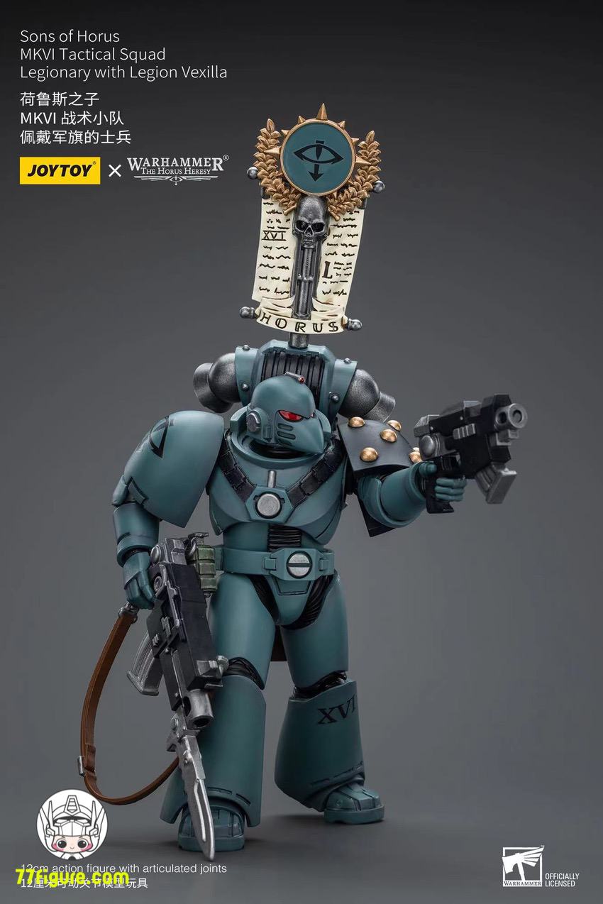 【品切れ】ジョイトイ JoyToy Source 1/18 『ウォーハンマー ホルスの異端』ホルスの息子たち MKVI 戦術分隊軍団兵 レギオンベクシラ付き 塗装済み可動フィギュア