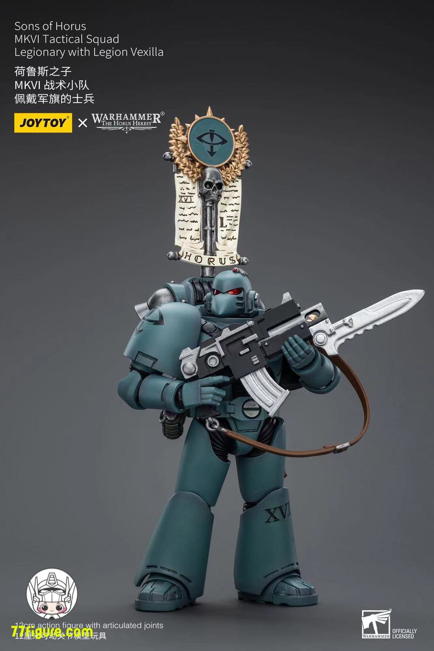 【品切れ】ジョイトイ JoyToy Source 1/18 『ウォーハンマー ホルスの異端』ホルスの息子たち MKVI 戦術分隊軍団兵 レギオンベクシラ付き 塗装済み可動フィギュア