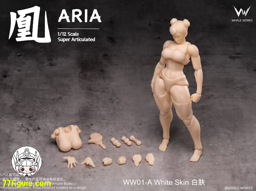 【予約商品】Whale Works 1/12 WW01-A 筋肉質女性 アリア 白肌Ver. 超可動素体