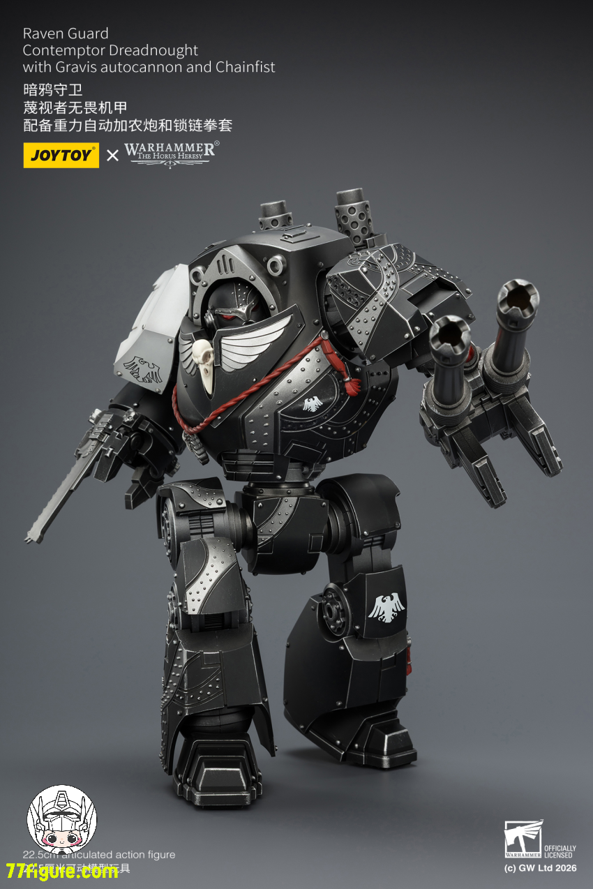 【予約受付終了】ジョイトイ JoyToy Source 1/18『ウォーハンマー ホルスの異端』レイヴンガード コンテンプター ドレッドノート グラヴィス オートキャノンとチェーンフィスト付き 塗装済み可動フィギュア