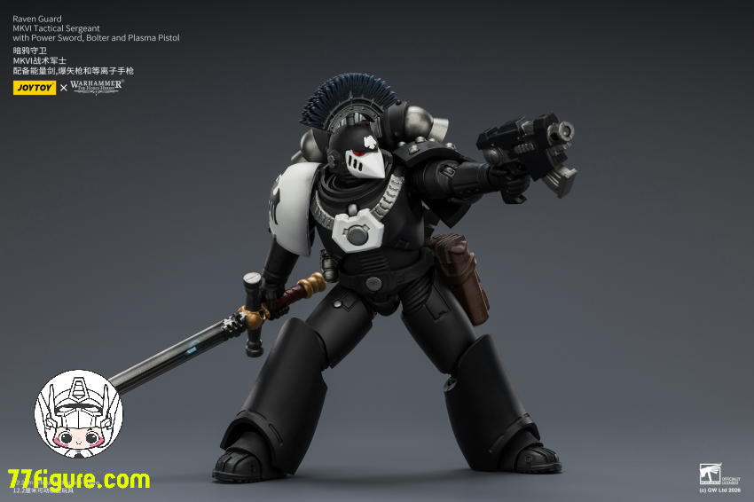 【予約商品】ジョイトイ JoyToy Source 1/18『ウォーハンマー ホルスの異端』レイヴンガード MKVI タクティカル サージェント パワーソード ボルター プラズマピストル付き 塗装済み可動フィギュア