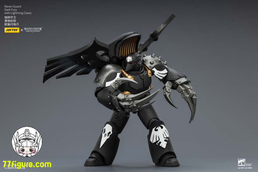 【品切れ】ジョイトイ JoyToy Source 1/18『ウォーハンマー ホルスの異端』レイヴンガード ダークフューリー ライトニングクロー付き 塗装済み可動フィギュア