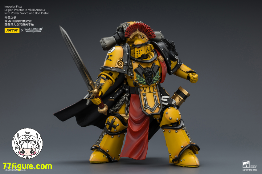 ジョイトイ JoyToy Source 1/18『ウォーハンマー ホルスの異端』インペリアル・フィスト レギオン・プラエトール Mk IIIアーマー パワーソード＆ボルトピストル 塗装済み可動フィギュア