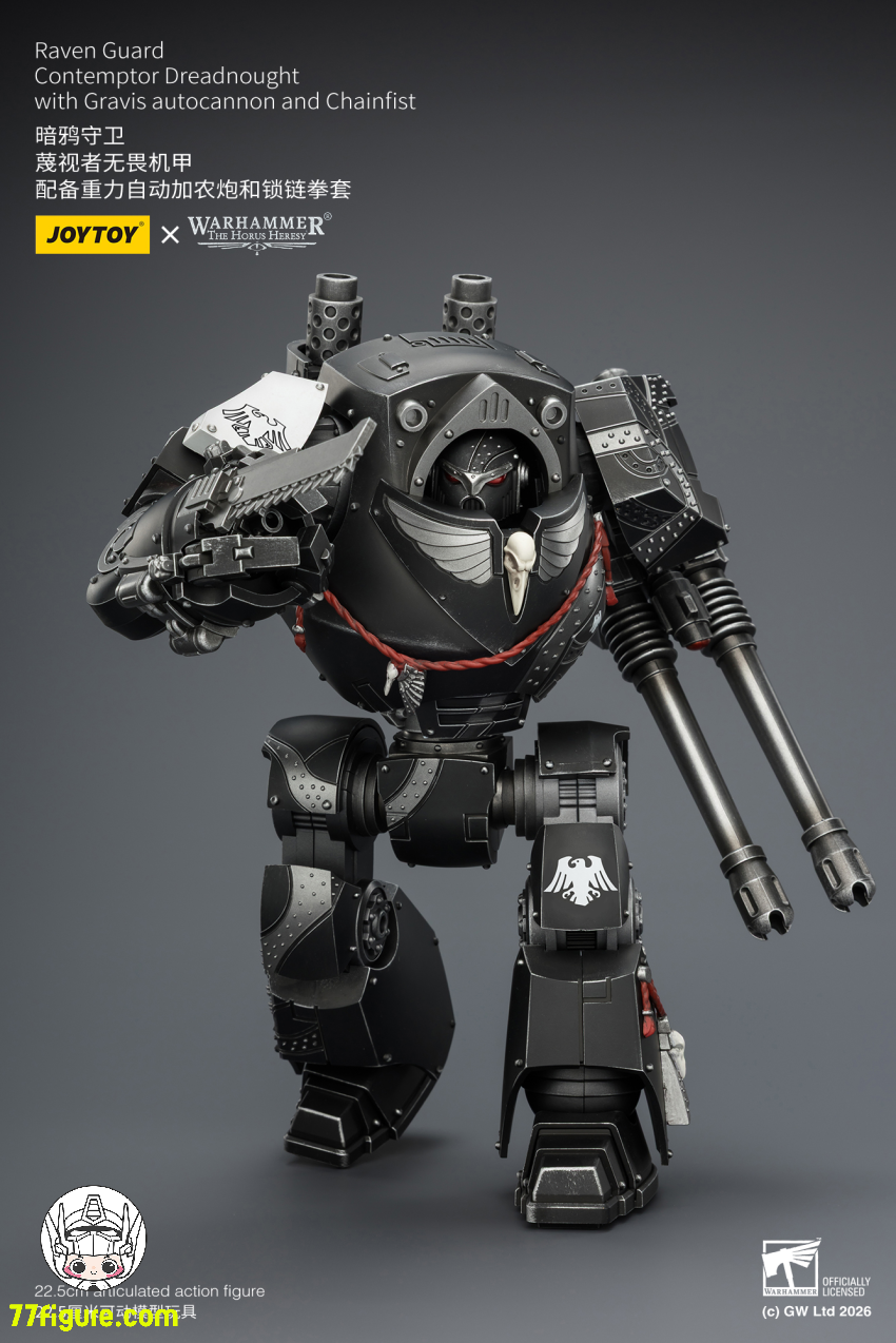 【予約受付終了】ジョイトイ JoyToy Source 1/18『ウォーハンマー ホルスの異端』レイヴンガード コンテンプター ドレッドノート グラヴィス オートキャノンとチェーンフィスト付き 塗装済み可動フィギュア