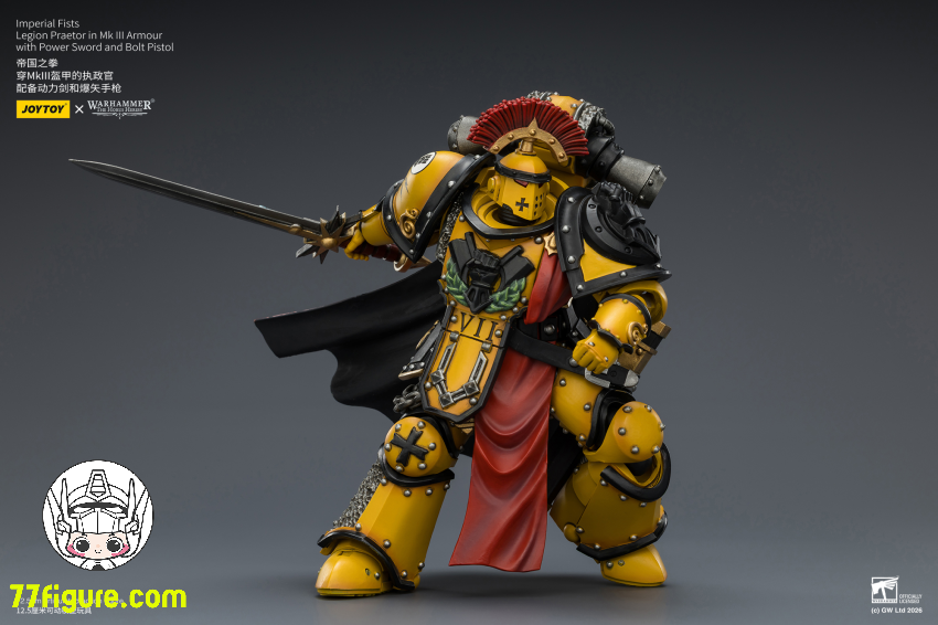 ジョイトイ JoyToy Source 1/18『ウォーハンマー ホルスの異端』インペリアル・フィスト レギオン・プラエトール Mk IIIアーマー パワーソード＆ボルトピストル 塗装済み可動フィギュア