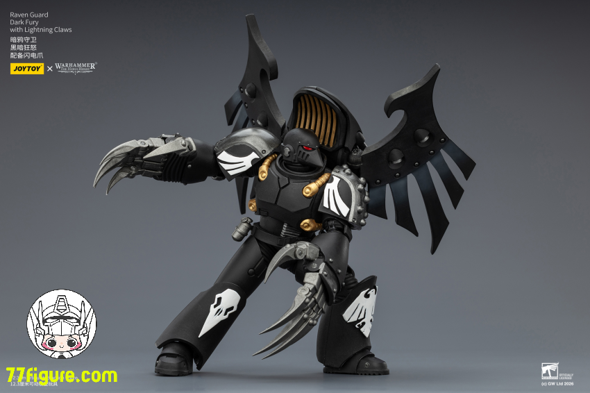 【品切れ】ジョイトイ JoyToy Source 1/18『ウォーハンマー ホルスの異端』レイヴンガード ダークフューリー ライトニングクロー付き 塗装済み可動フィギュア