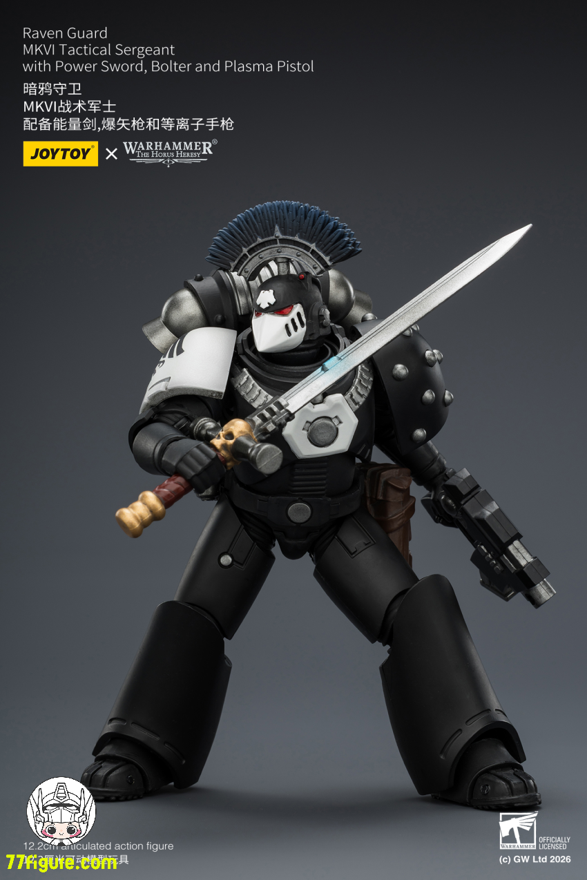 【予約商品】ジョイトイ JoyToy Source 1/18『ウォーハンマー ホルスの異端』レイヴンガード MKVI タクティカル サージェント パワーソード ボルター プラズマピストル付き 塗装済み可動フィギュア