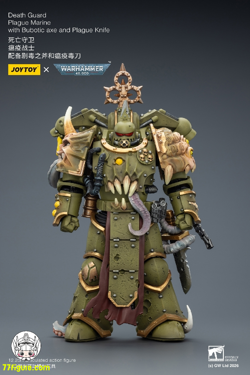 【品切れ】ジョイトイ JoyToy Source 1/18 『ウォーハンマー40K』デスガード プレイグ マリン ブボティック アックスとプレイグ ナイフ付き 塗装済み可動フィギュア