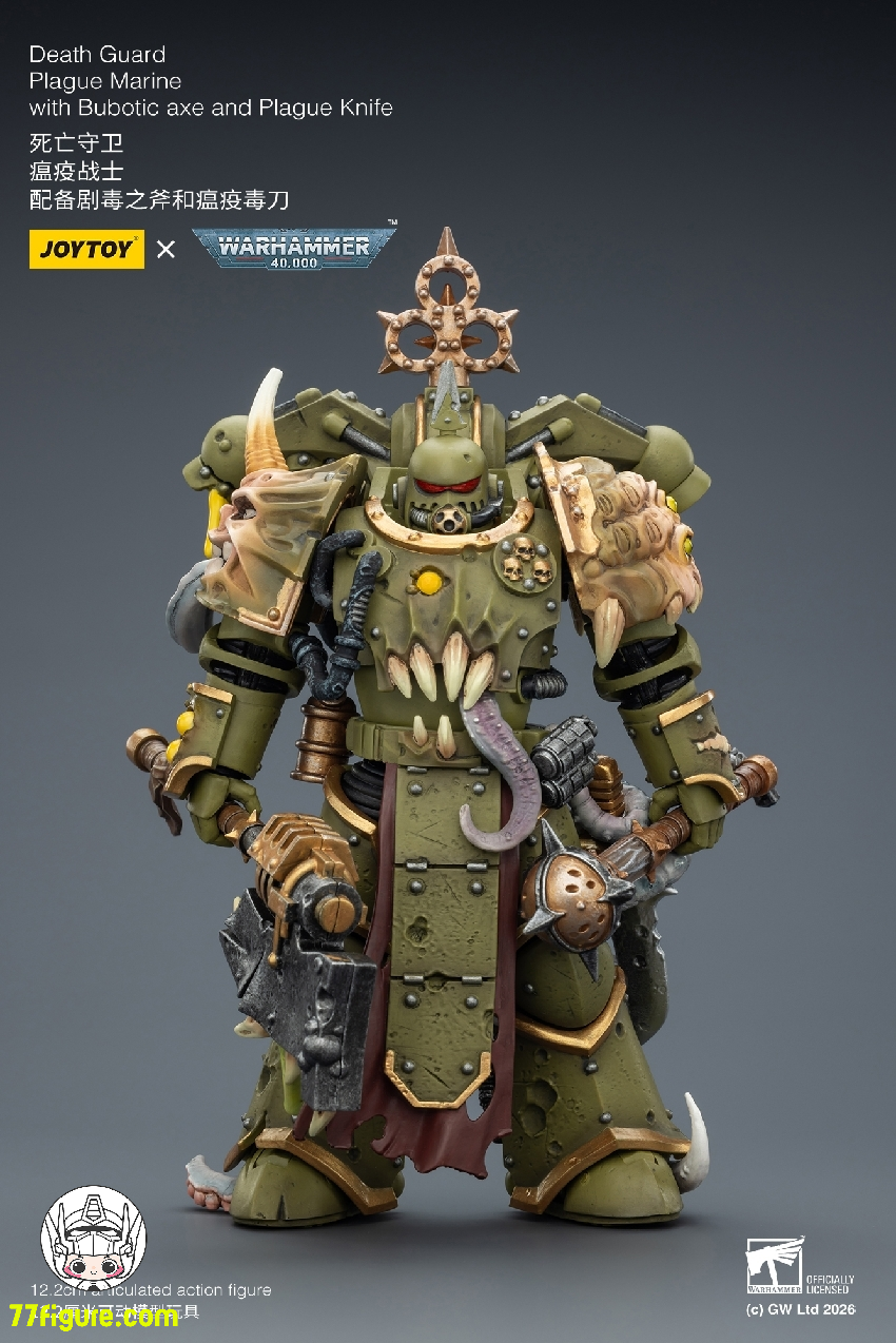 【品切れ】ジョイトイ JoyToy Source 1/18 『ウォーハンマー40K』デスガード プレイグ マリン ブボティック アックスとプレイグ ナイフ付き 塗装済み可動フィギュア
