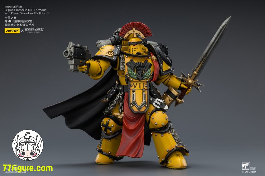 ジョイトイ JoyToy Source 1/18『ウォーハンマー ホルスの異端』インペリアル・フィスト レギオン・プラエトール Mk IIIアーマー パワーソード＆ボルトピストル 塗装済み可動フィギュア