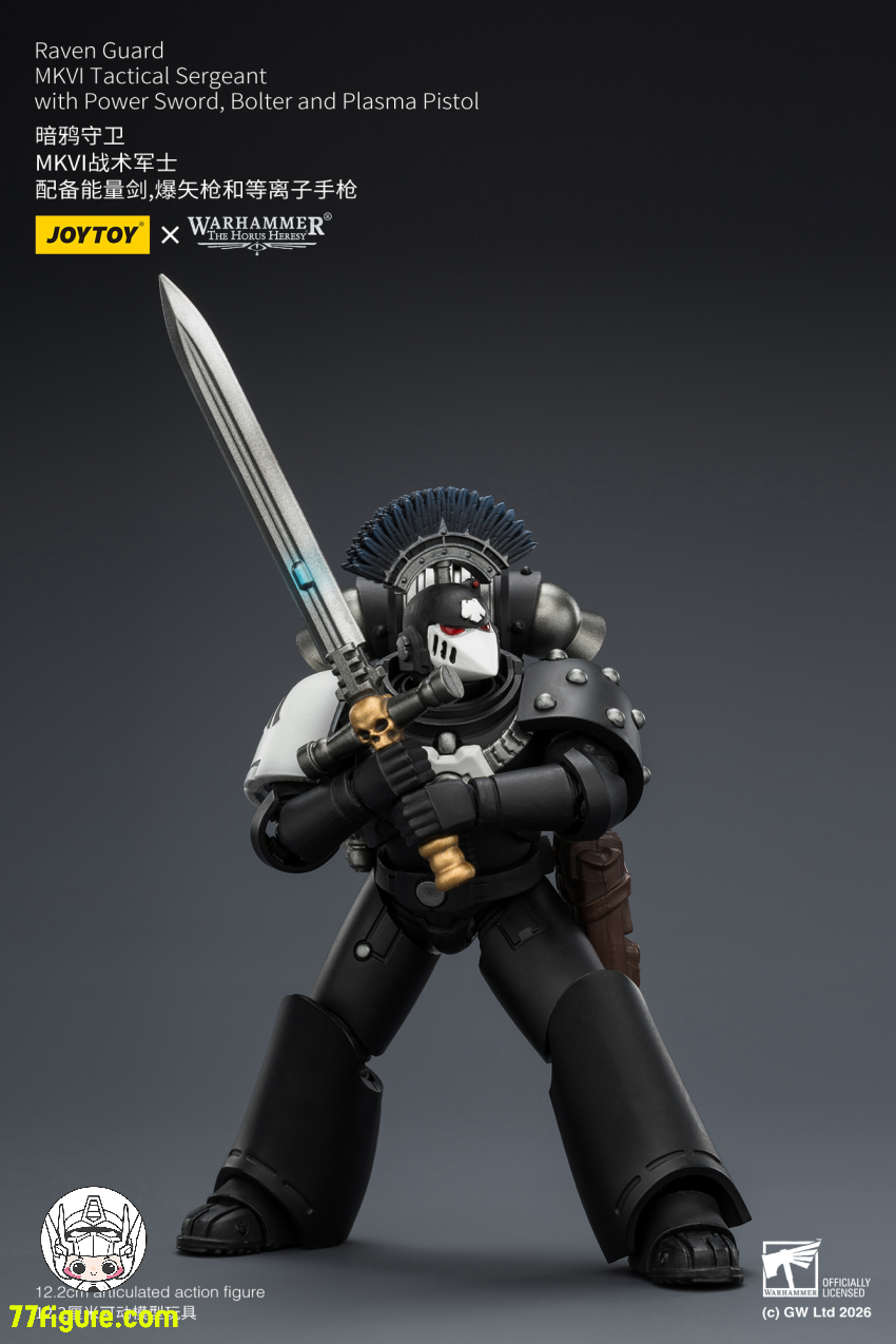 【予約商品】ジョイトイ JoyToy Source 1/18『ウォーハンマー ホルスの異端』レイヴンガード MKVI タクティカル サージェント パワーソード ボルター プラズマピストル付き 塗装済み可動フィギュア