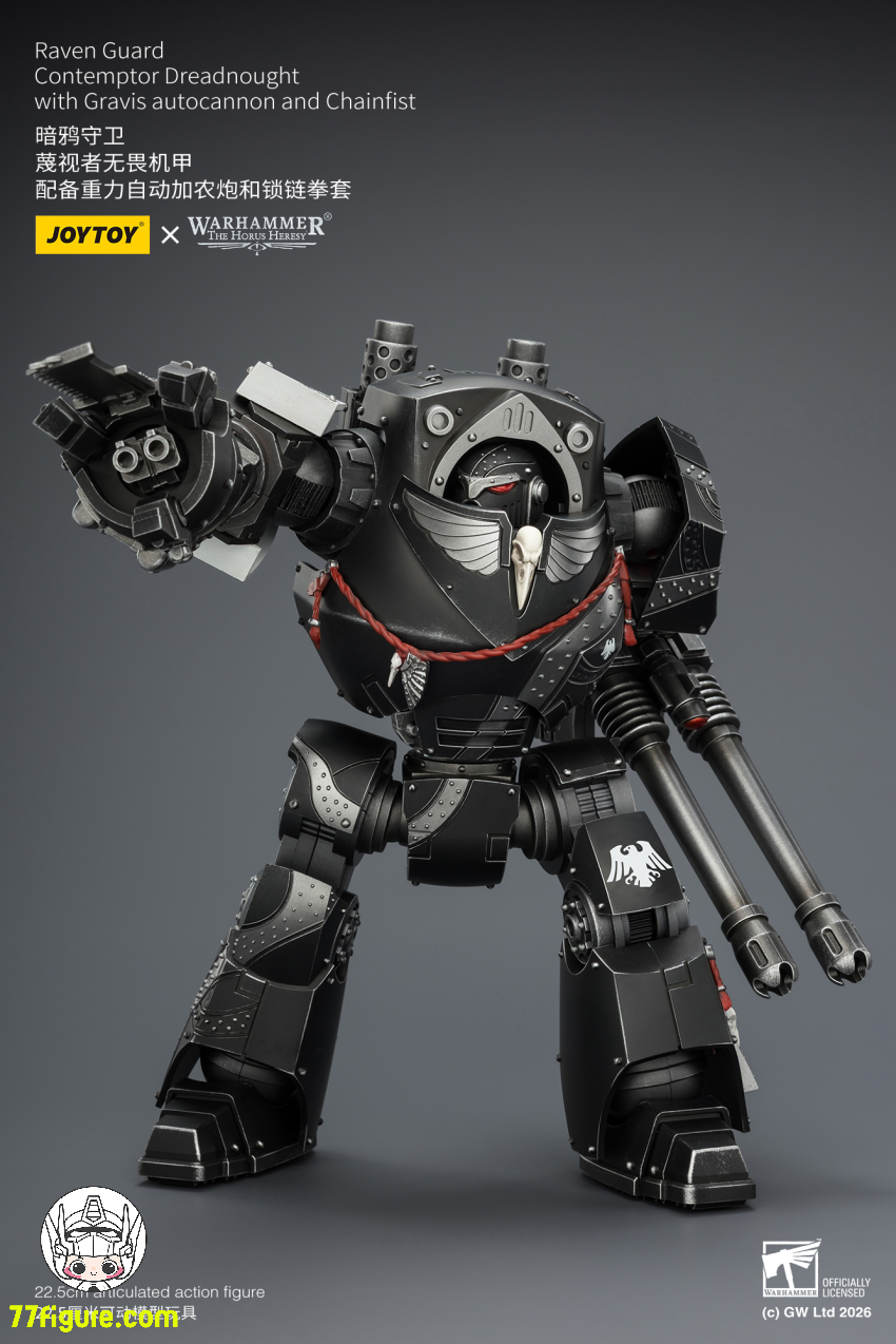 【予約受付終了】ジョイトイ JoyToy Source 1/18『ウォーハンマー ホルスの異端』レイヴンガード コンテンプター ドレッドノート グラヴィス オートキャノンとチェーンフィスト付き 塗装済み可動フィギュア