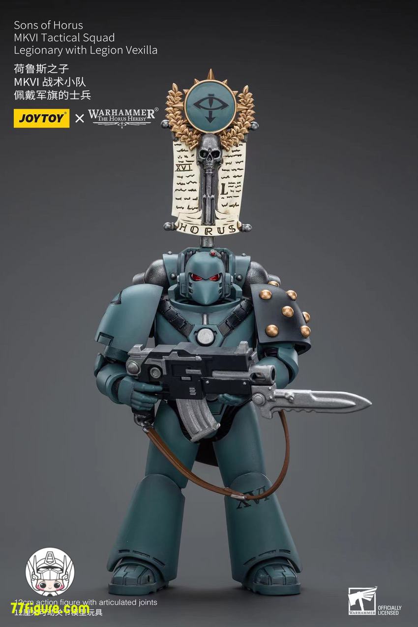 【品切れ】ジョイトイ JoyToy Source 1/18 『ウォーハンマー ホルスの異端』ホルスの息子たち MKVI 戦術分隊軍団兵 レギオンベクシラ付き 塗装済み可動フィギュア