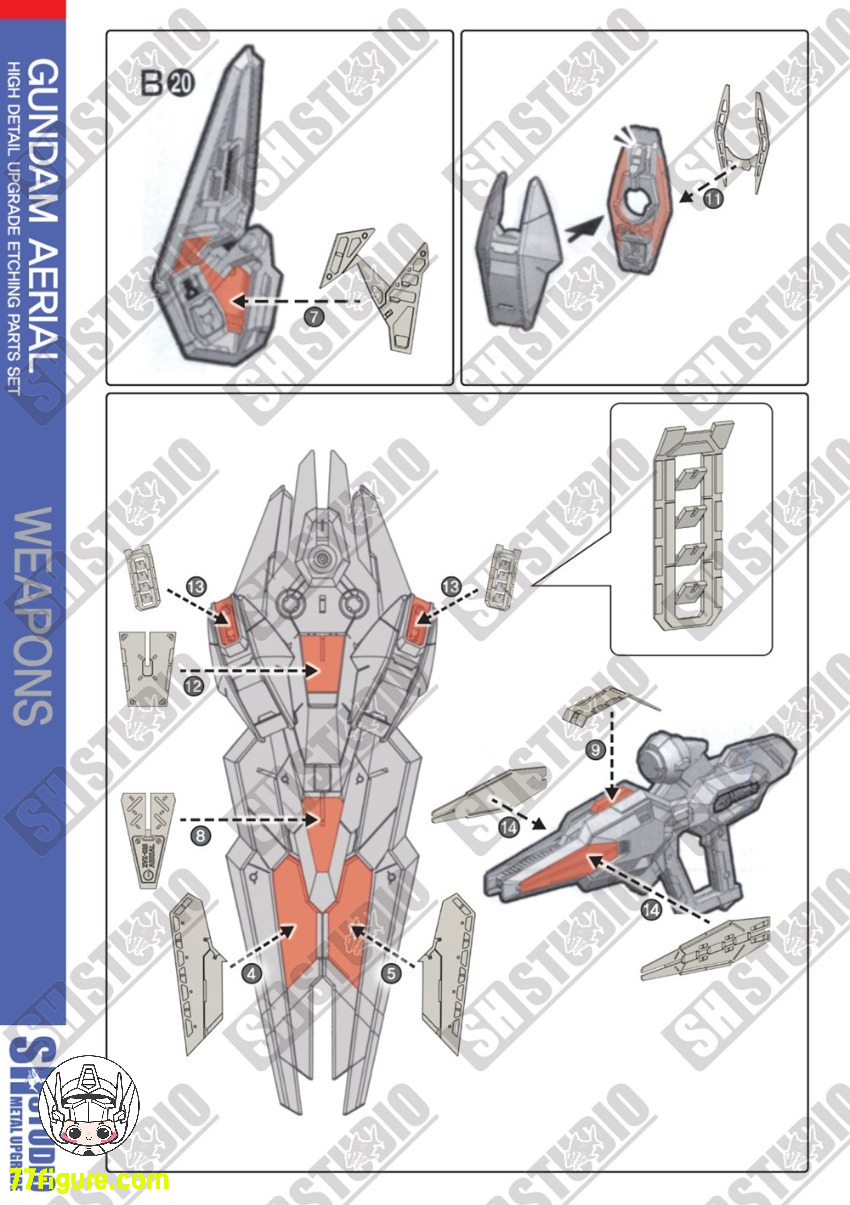 【予約商品】SH Studio MGSD XVX-016 エアリアル ガンダム用 メタル エッチング シート