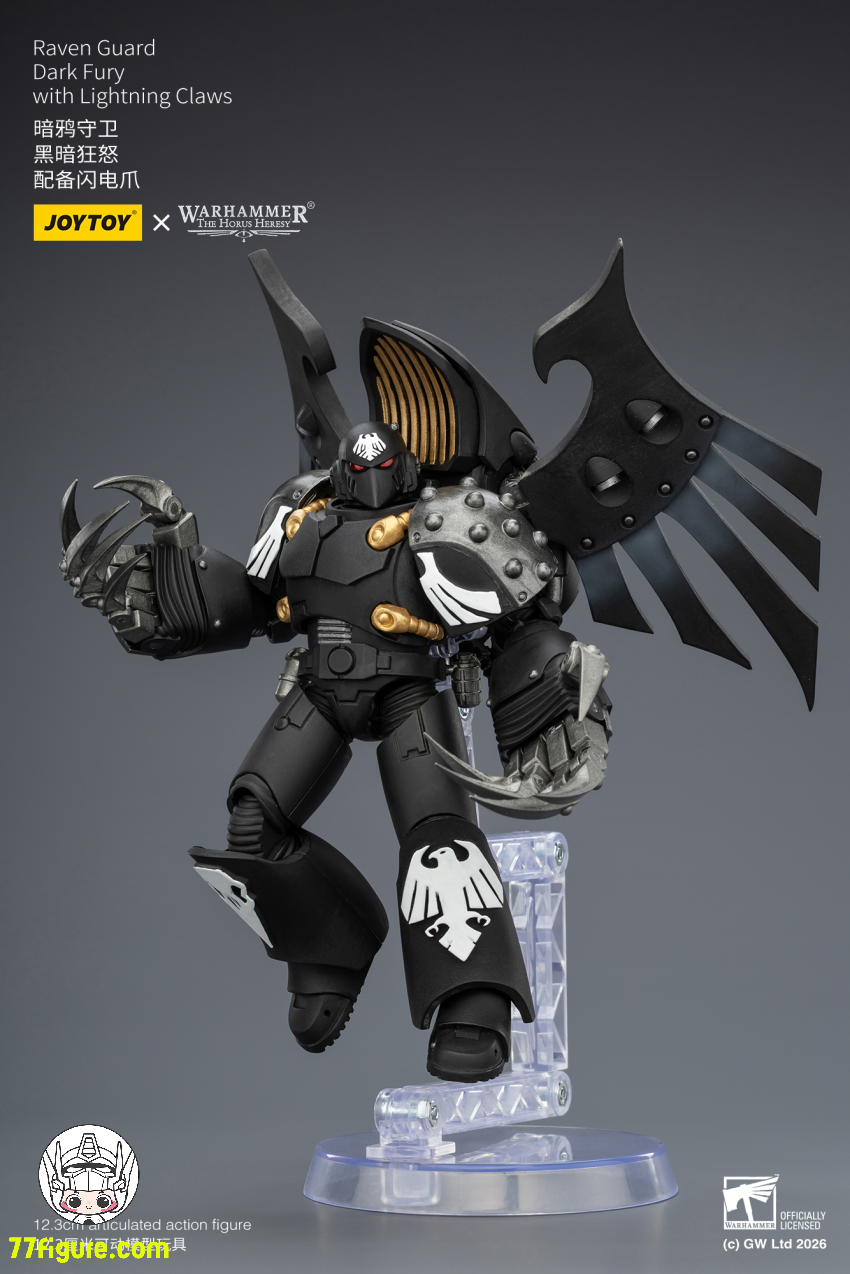 【品切れ】ジョイトイ JoyToy Source 1/18『ウォーハンマー ホルスの異端』レイヴンガード ダークフューリー ライトニングクロー付き 塗装済み可動フィギュア
