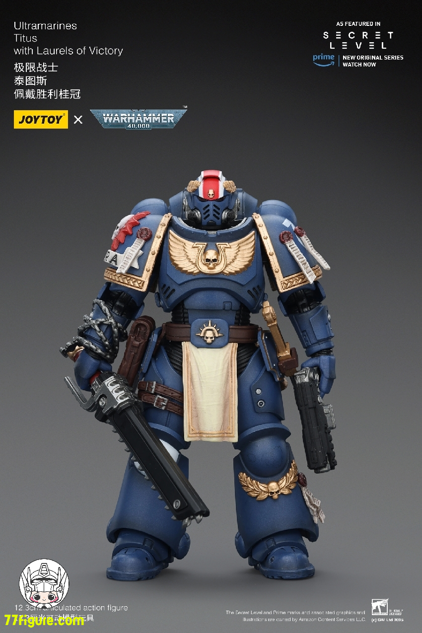 【品切れ】ジョイトイ JoyToy Source 1/18 『ウォーハンマー40K』ウルトラマリーンズ タイタス ローレルズ オブ ヴィクトリー付き 塗装済み可動フィギュア