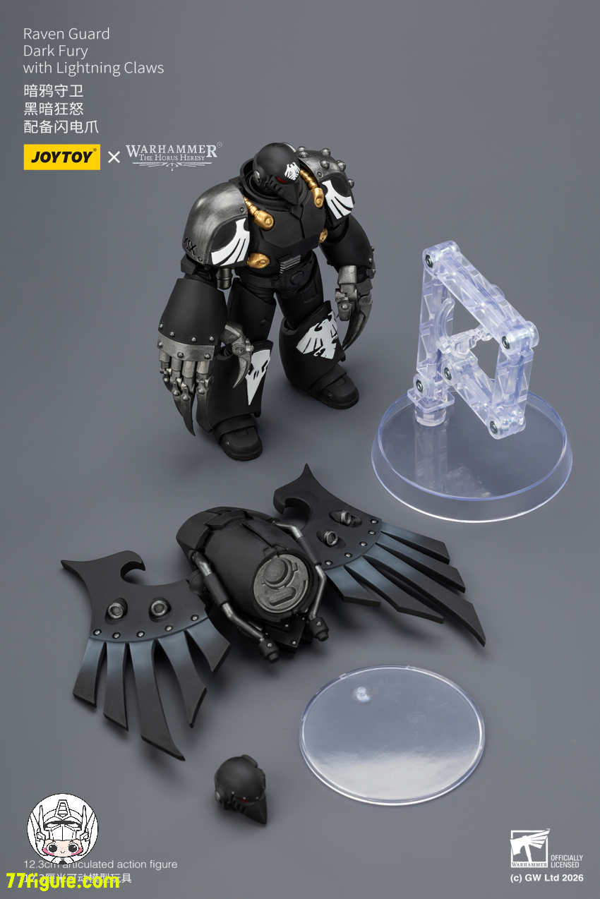 【品切れ】ジョイトイ JoyToy Source 1/18『ウォーハンマー ホルスの異端』レイヴンガード ダークフューリー ライトニングクロー付き 塗装済み可動フィギュア