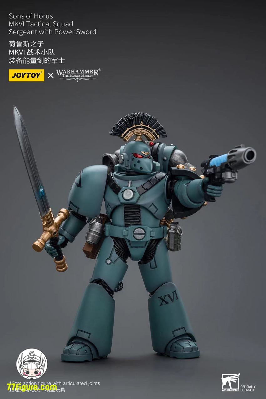 【品切れ】ジョイトイ JoyToy Source 1/18 『ウォーハンマー ホルスの異端』ホルスの息子たち MKVI 戦術分隊軍曹 パワーソード付き 塗装済み可動フィギュア