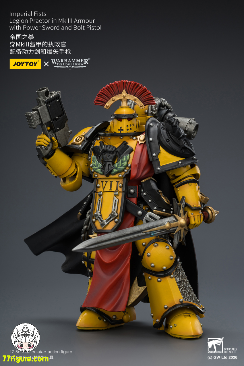 ジョイトイ JoyToy Source 1/18『ウォーハンマー ホルスの異端』インペリアル・フィスト レギオン・プラエトール Mk IIIアーマー パワーソード＆ボルトピストル 塗装済み可動フィギュア