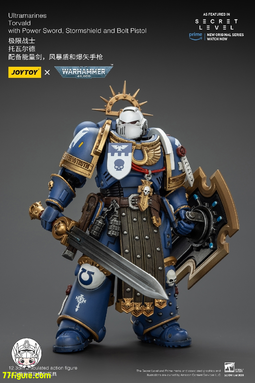 【予約商品】ジョイトイ JoyToy Source 1/18 『ウォーハンマー40K』ウルトラマリーンズ トルヴァルド パワーソード ストームシールドとボルトピストル付き 塗装済み可動フィギュア
