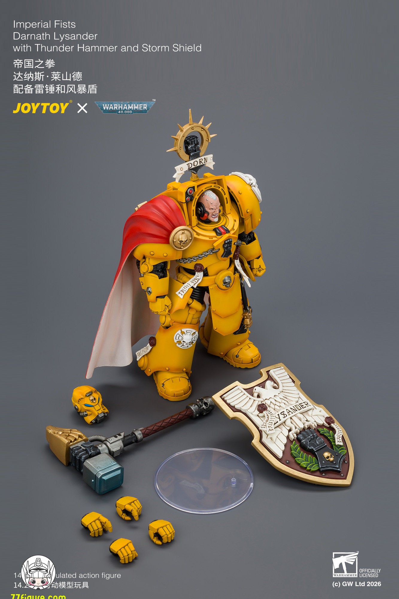 【予約商品】ジョイトイ JoyToy Source 1/18『ウォーハンマー40K』インペリアルフィスト ダーナス・ライサンダー サンダーハンマー＆ストームシールド付き 塗装済み可動フィギュア