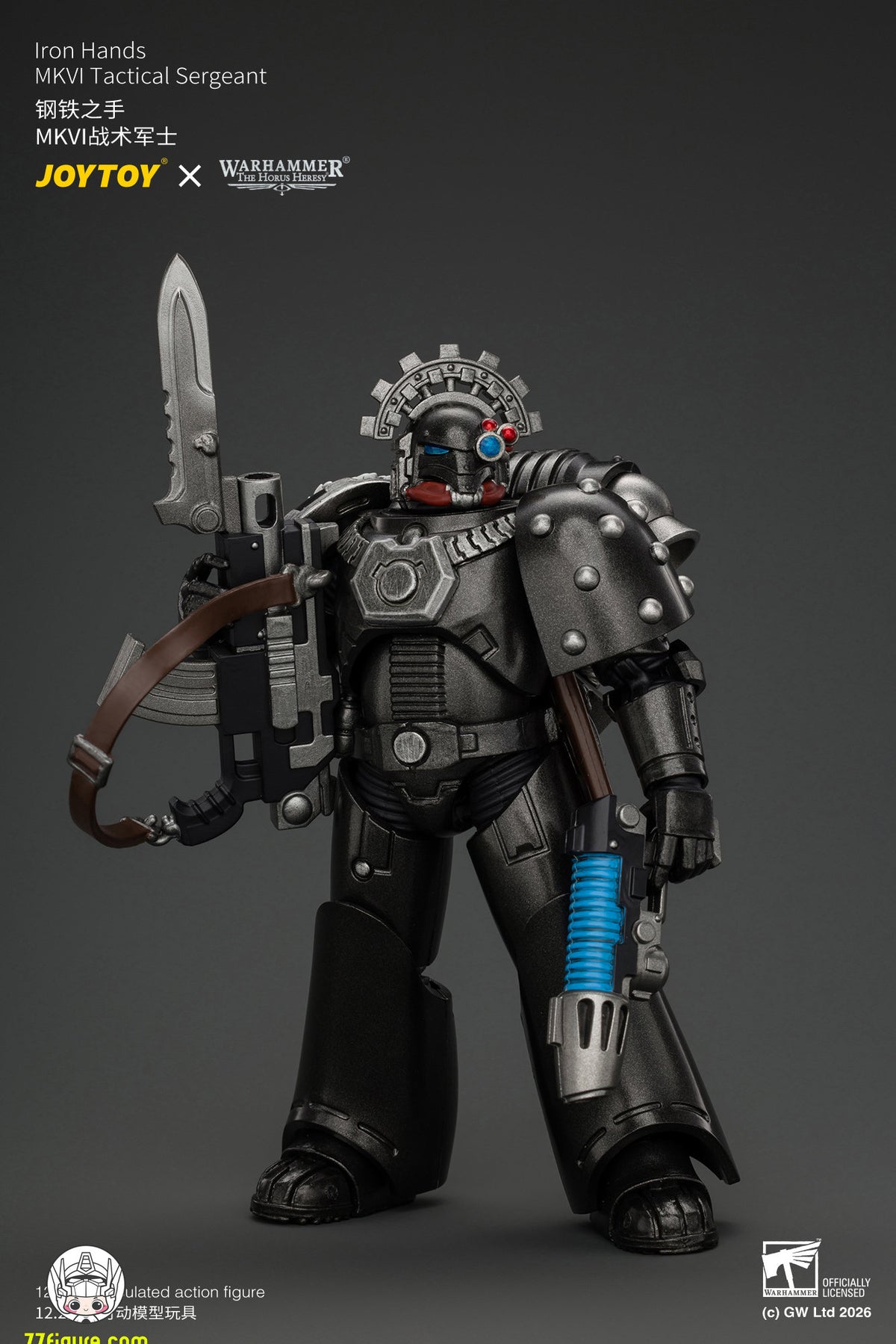 【予約商品】ジョイトイ JoyToy Source 1/18『ウォーハンマー ホルスの異端』アイアン・ハンズ MkVI タクティカル・サージェント ボルトガン・プラズマピストル＆パワーソード付き 塗装済み可動フィギュア