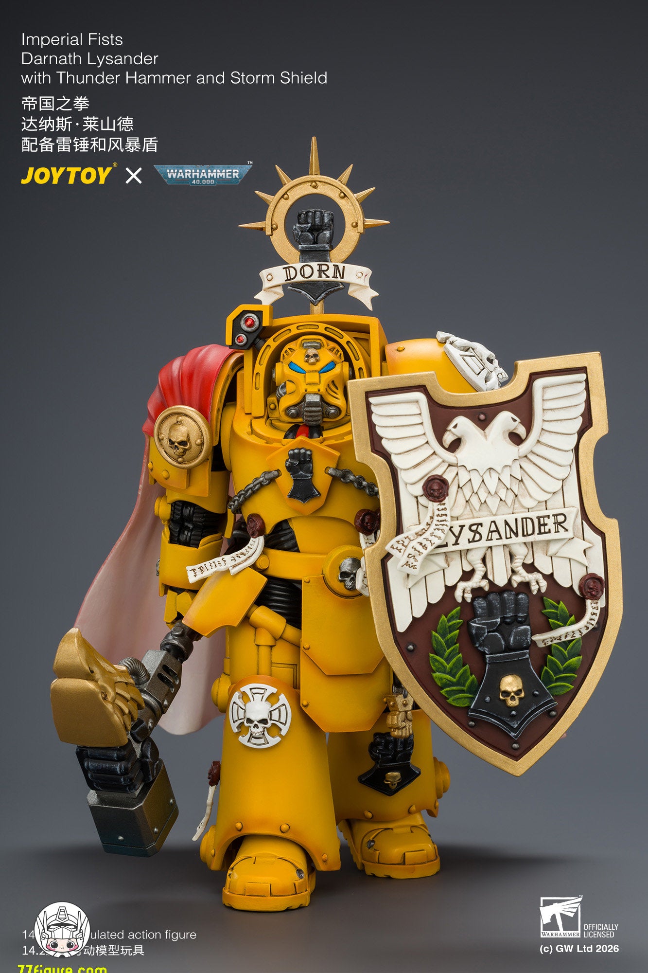 【予約商品】ジョイトイ JoyToy Source 1/18『ウォーハンマー40K』インペリアルフィスト ダーナス・ライサンダー サンダーハンマー＆ストームシールド付き 塗装済み可動フィギュア