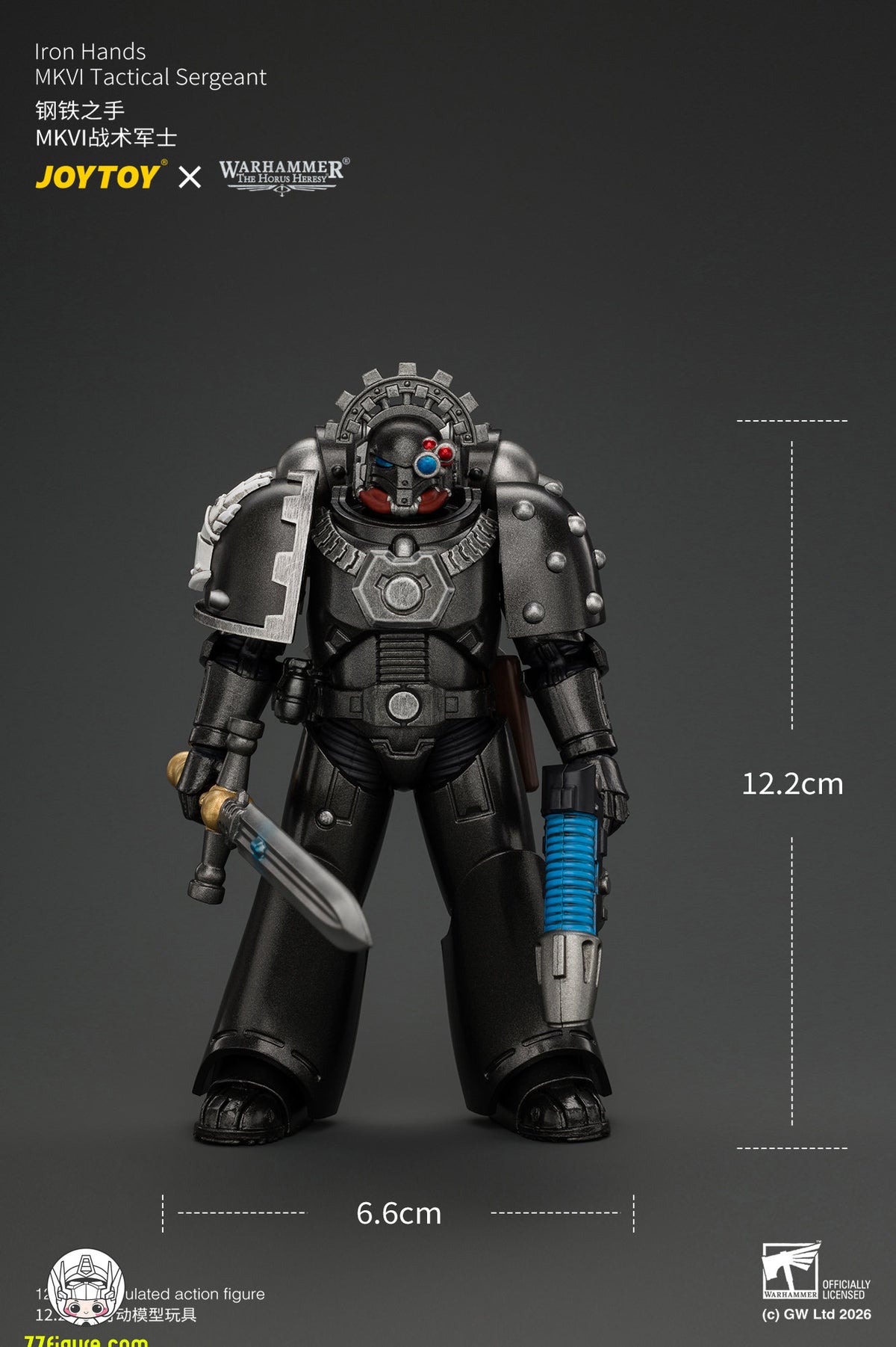 【予約商品】ジョイトイ JoyToy Source 1/18『ウォーハンマー ホルスの異端』アイアン・ハンズ MkVI タクティカル・サージェント ボルトガン・プラズマピストル＆パワーソード付き 塗装済み可動フィギュア