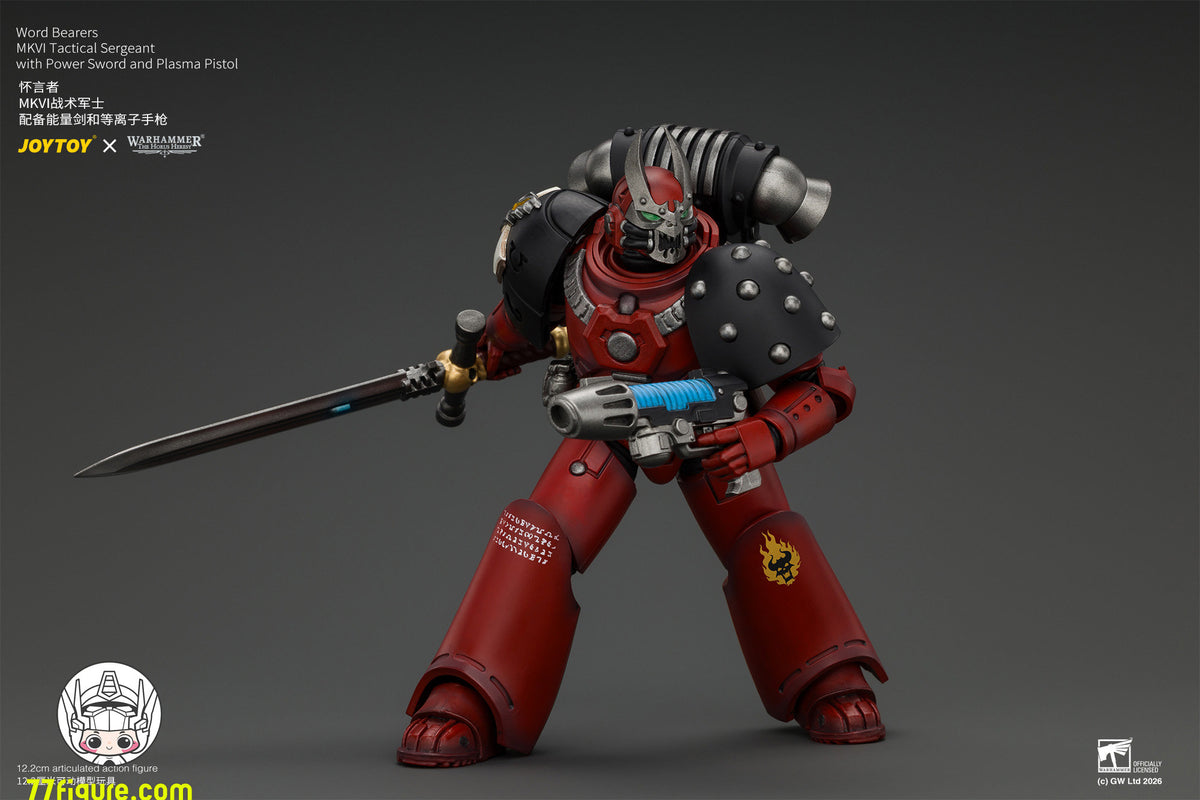 【予約商品】ジョイトイ JoyToy Source 1/18『ウォーハンマー ホルスの異端』MKVI 戦術軍士官 パワーソード＆プラズマピストル付き 塗装済み可動フィギュア